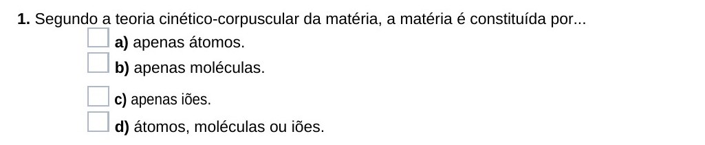 Ficha 23, questão 1 — Átomos e elementos químicos