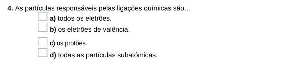 Ficha 30, questão 4 — Ligação química I