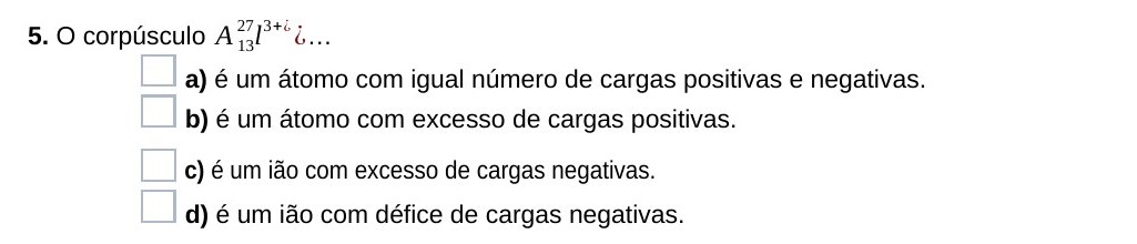 Ficha 23, questão 5 — Átomos e elementos químicos