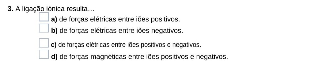 Ficha 31, questão 3 — Ligação química II